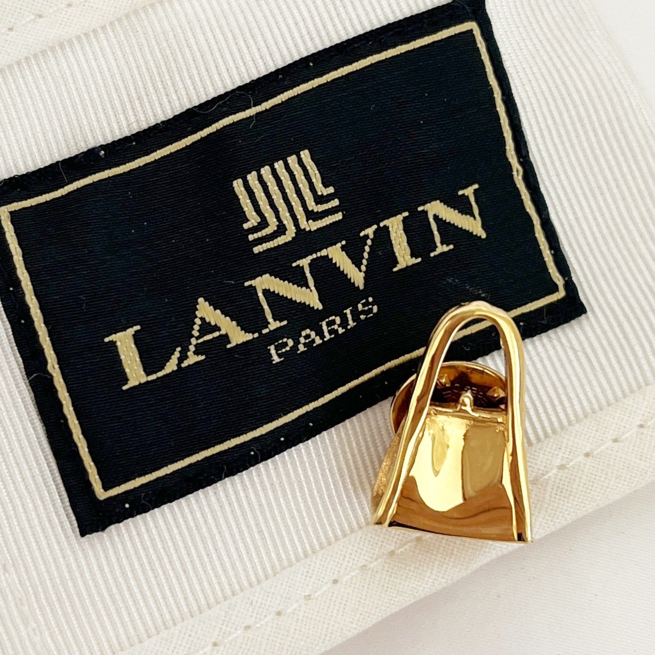 Lanvin Vintage 1960s Purse Brooch Lapel Tie Pin Gold Plated